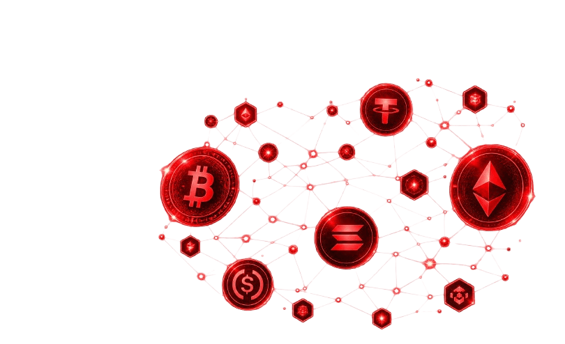 Diagram of cryptocurrency networks and token flows