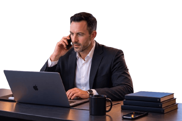 Investigator taking a client call about a suspected scam